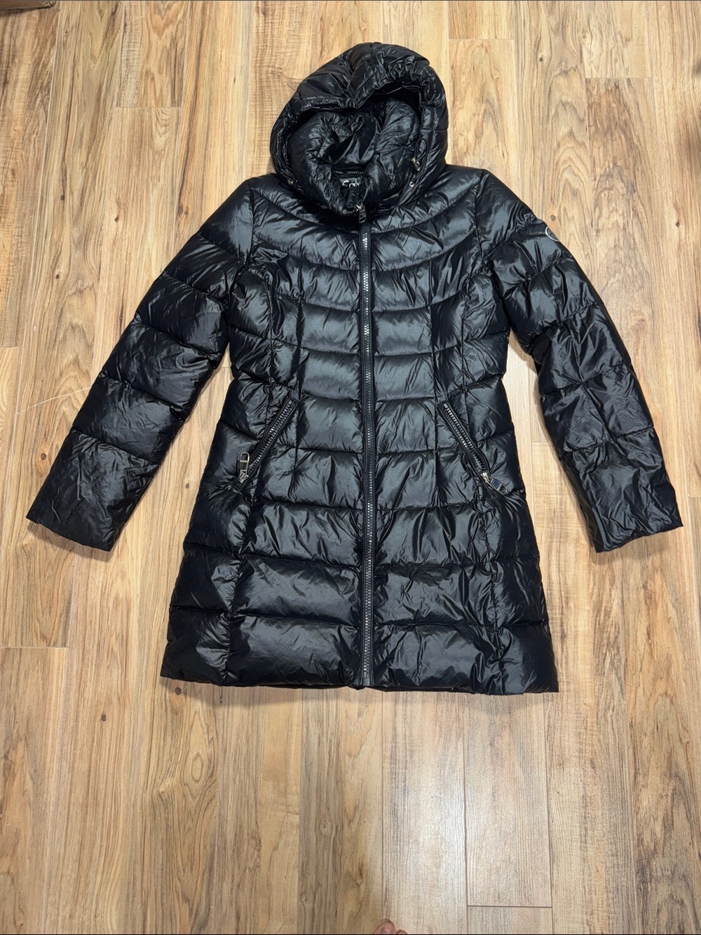 Calvin Klein Black Quilted Hooded Puffer Coat